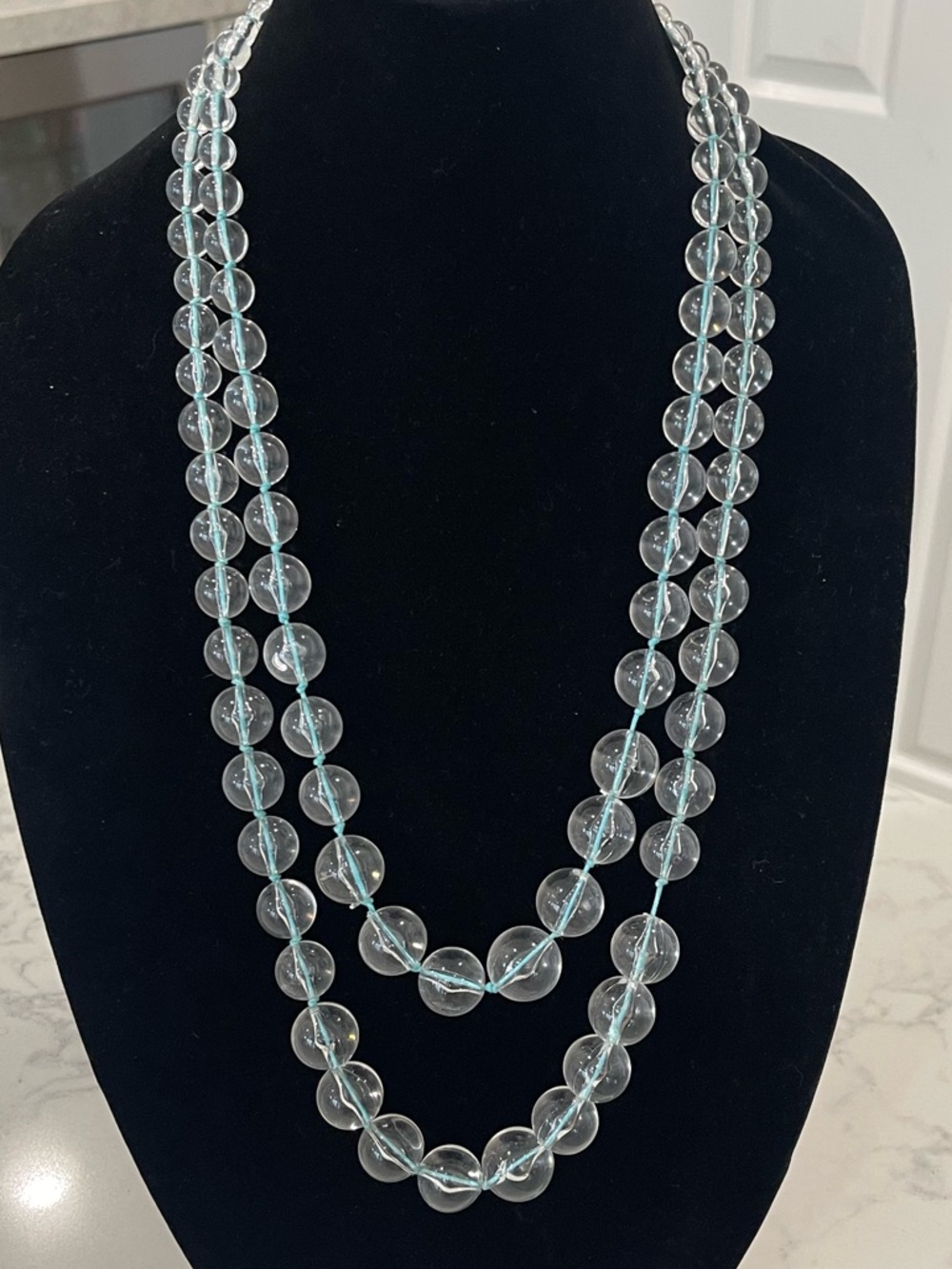 Double-Strand Clear “Pools of Light” Style Bead Necklace